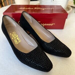 Salvatore Ferragamo Black Suede Heels